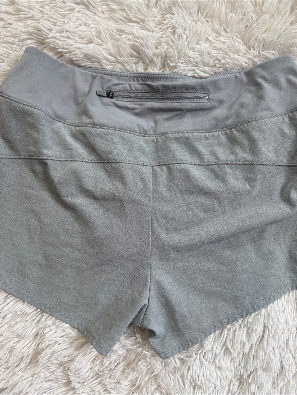 RBX Women's Light Heather Gray Running Athletic Shorts w/Wide Waist Zip Pocket - Picture 4 of 8